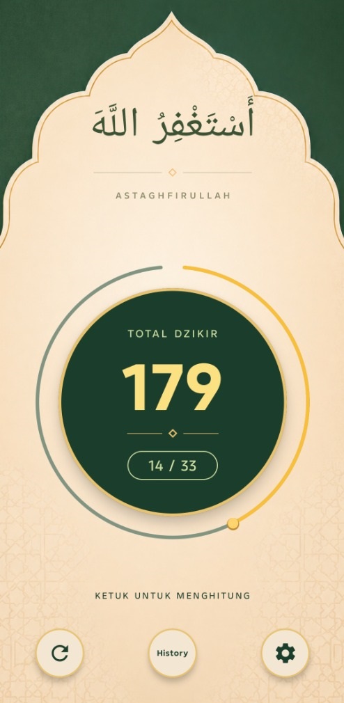 Tampilan Counter Dzikir Terus